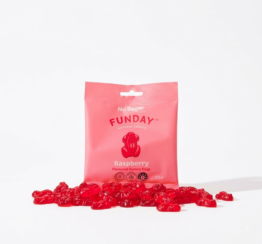 FUNDAY Raspberry Flavoured Gummy Frogs 50g