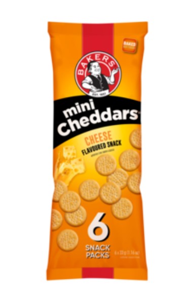Bakers Mini Cheddars 6’s Cheese (1 x 33g)