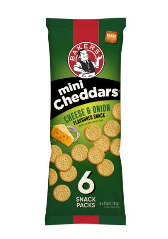 Bakers Mini Cheddars 6’s Cheese & Onion (1 x 33g)