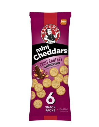 Bakers Mini Cheddars 6’s Fruit Chutney (1 x 33g)