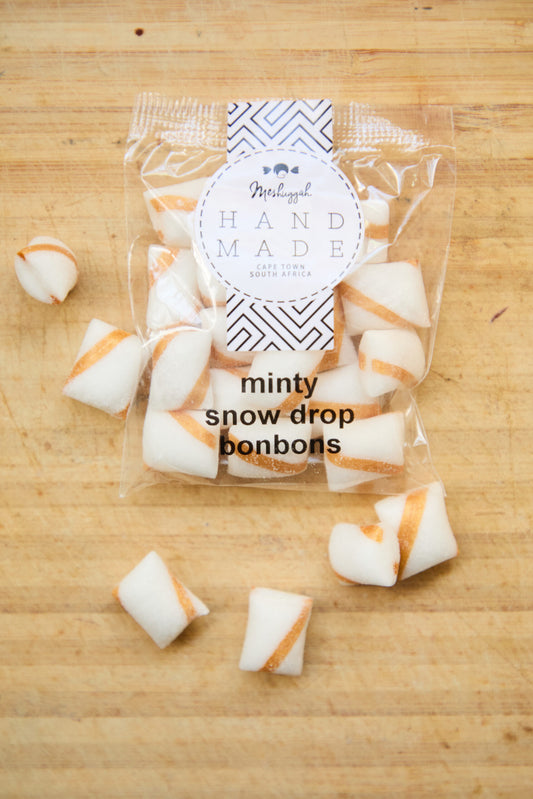 Christmas Bonbons in Minty Gold & White Stripes (50g) (Vegan)