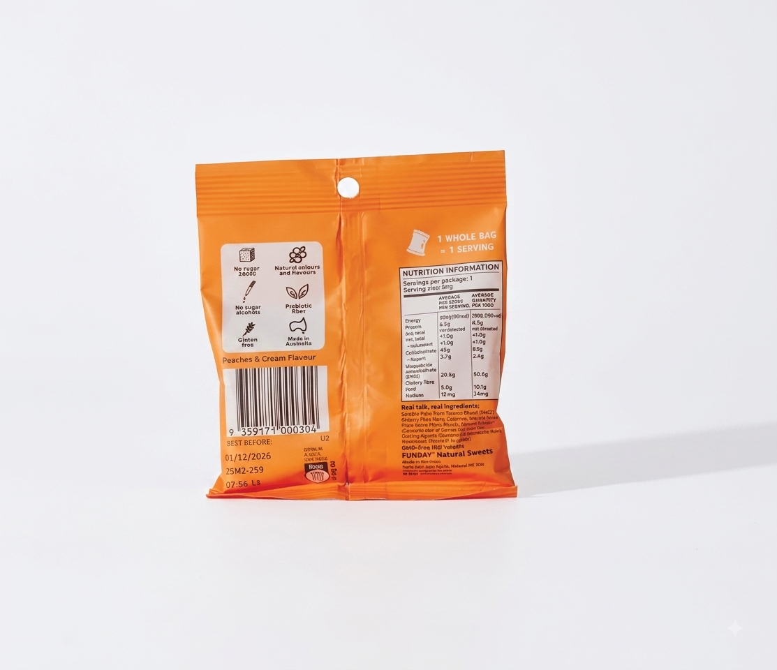FUNDAY Peaches & Cream Flavoured Gummies 50g