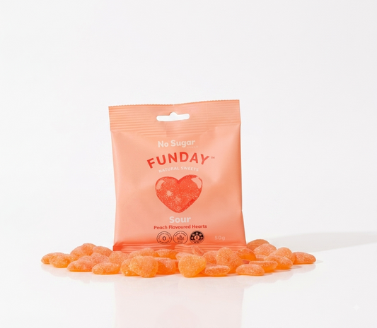 FUNDAY Sour Peach Flavoured Gummy Hearts 50g