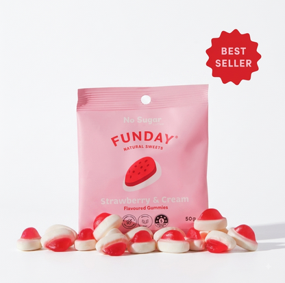 FUNDAY Strawberry & Cream Flavoured Gummies 50g