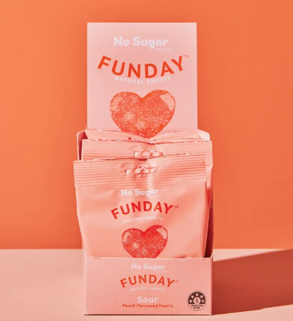 FUNDAY Sour Peach Flavoured Gummy Hearts 50g