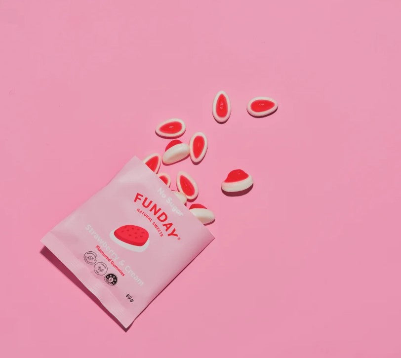 FUNDAY Strawberry & Cream Flavoured Gummies 50g